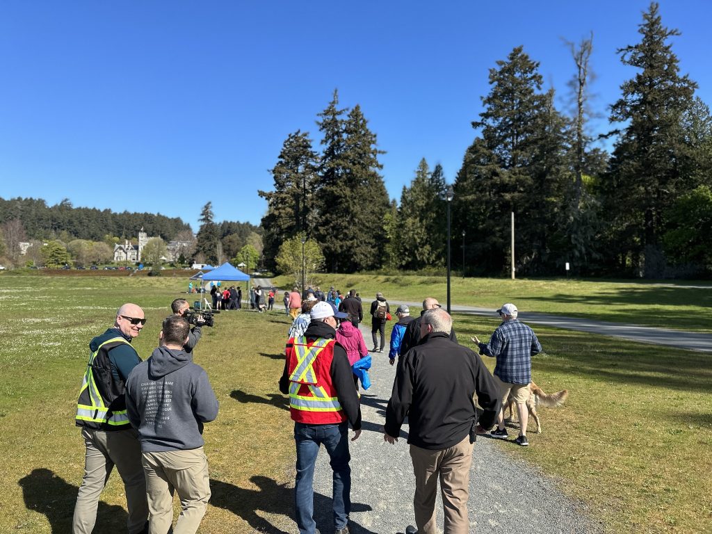 A photo of people participating in a High Ground Hike.