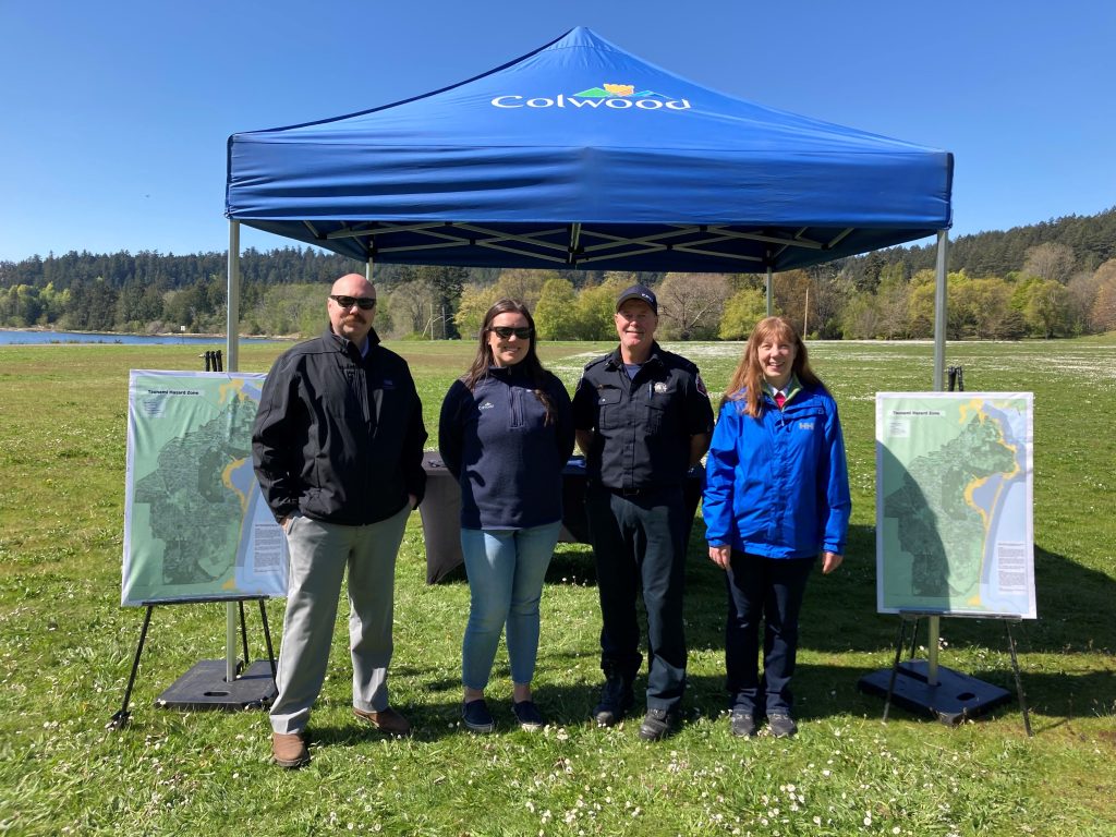 An event booth promoting Tsunami Preparedness Week and High Ground Hike.