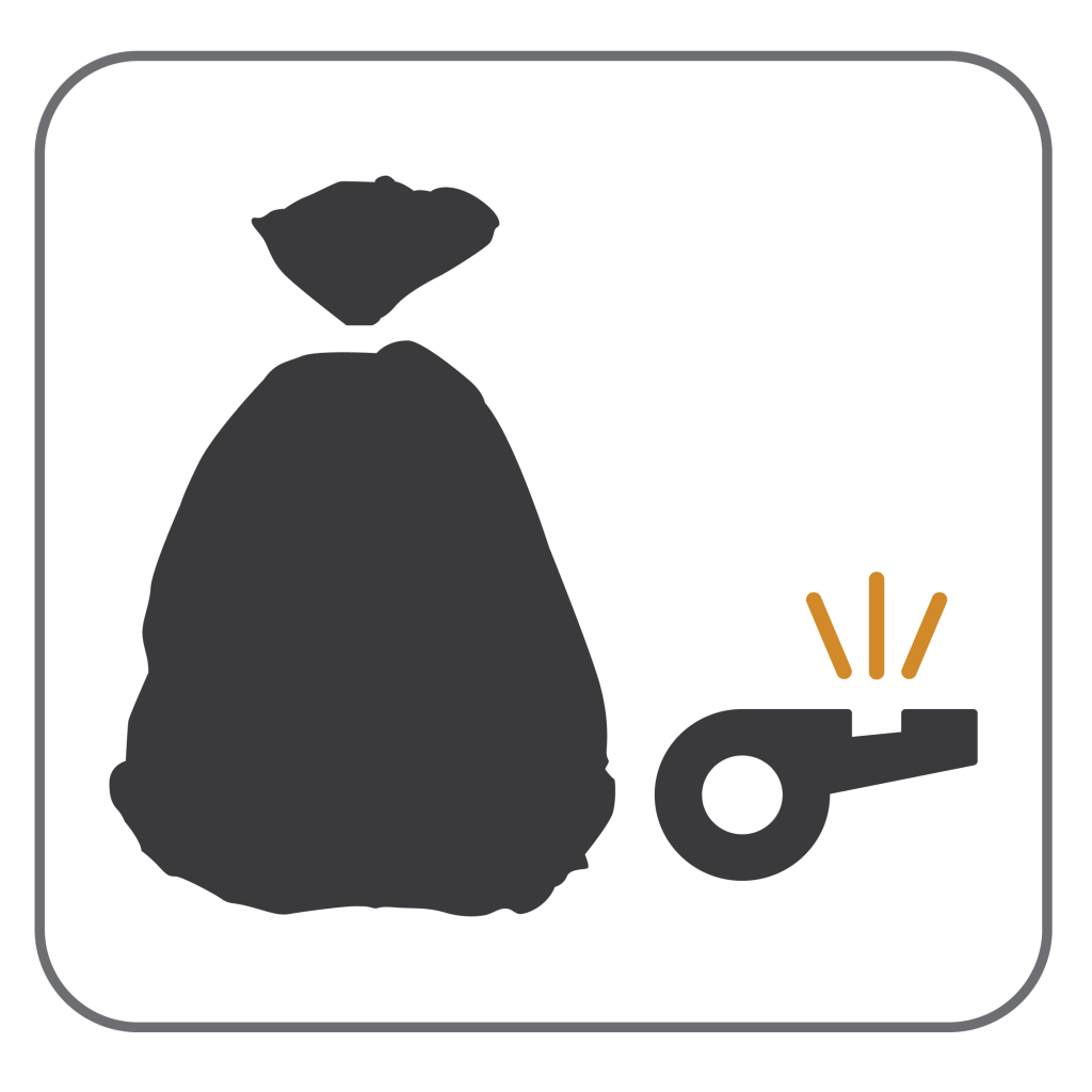 garbage bag and whistle